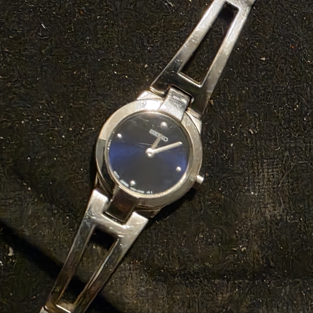 Womens Seiko Watch With Blue Dial And A Silver Bracelet
